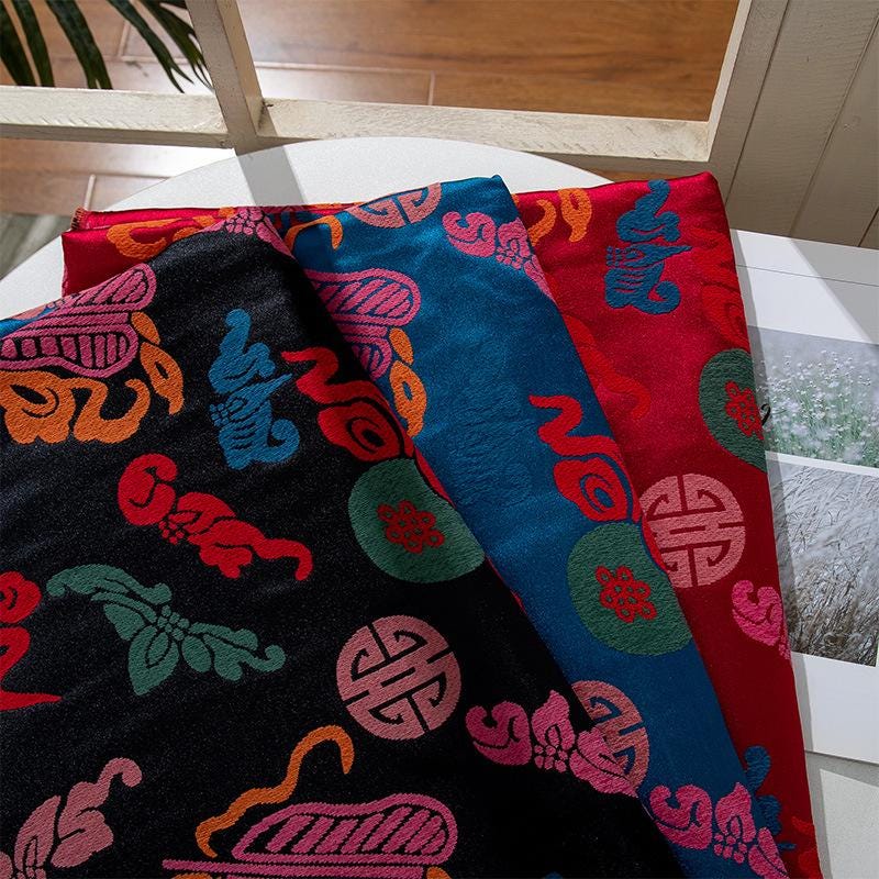 Colorful Gourd Silk Brocade Fabric: 55" Upholstery & Costume