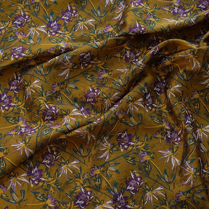 Caramel Floral Embossed Jacquard Fabric: 57" Wide Polyester