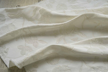 Ivory Jacquard Upholstery Fabric: Victorian Style, 55" Wide