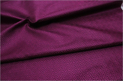 Chinese Brocade Fabric: Small Fret Pattern Silk Rayon Blend