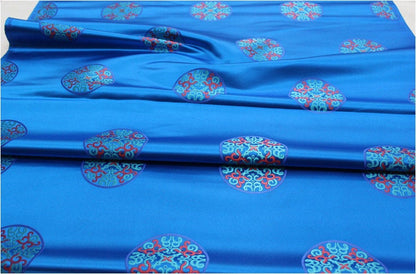 Chinese Fu Symbol Brocade Fabric, Floral Jacquard Satin