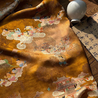 Jacquard Xiangyun Rayon Silk Fabric, Xianque Spring"W