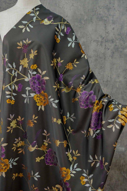 Gold Thread Jacquard Fabric: White Deer Embossed Weave, 64" Wide
