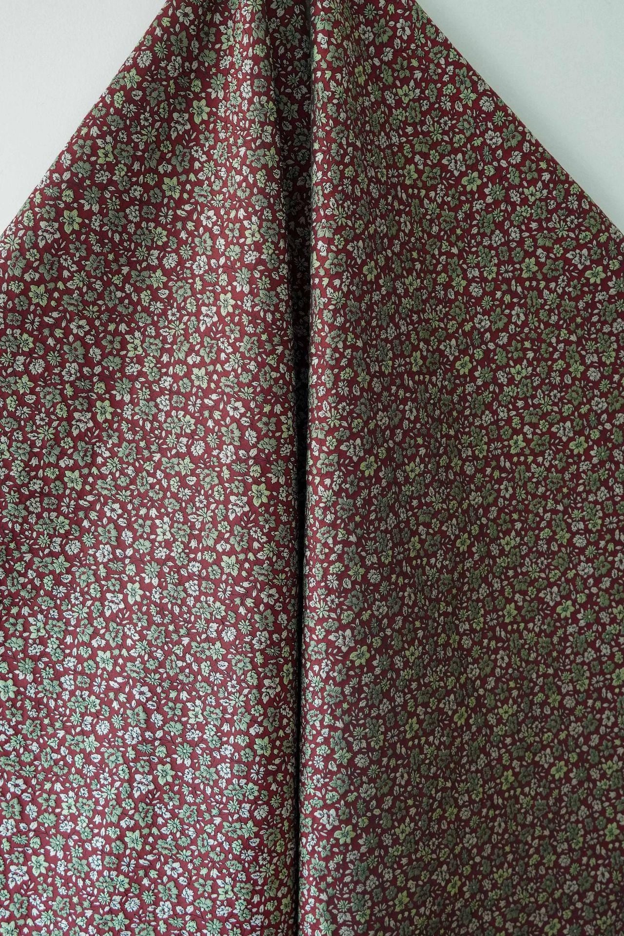 Red Mini Floral Jacquard Fabric: Countryside Style, 58" Wide