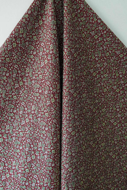 Red Mini Floral Jacquard Fabric: Countryside Style, 58" Wide