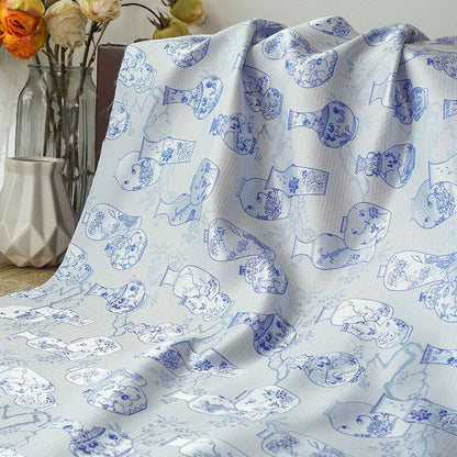 Floral Vase Jacquard Brocade Fabric: Traditional Chinese Style (65" Wide)