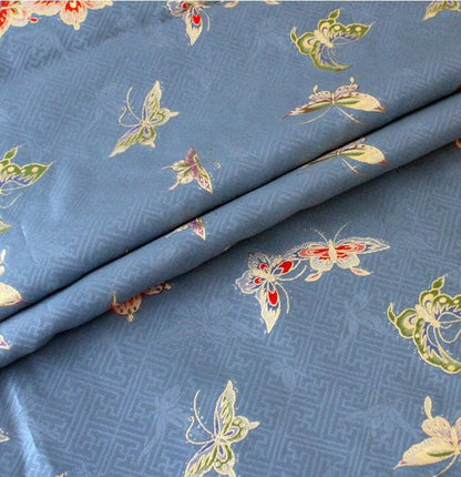 Butterfly Gold Weaving Rayon Fabric: Mongolian Tibetan Pattern, 58"W
