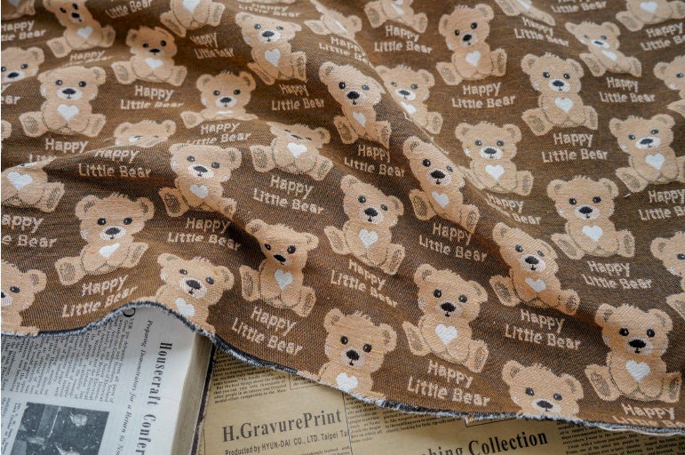 Bear Jacquard Fabric, 60/40 Poly Cotton Blend, 59" Wide
