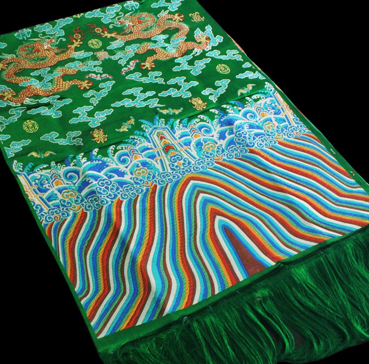 Five Dragon Tibetan Silk Brocade Fabric: Colorful Woven Ornaments