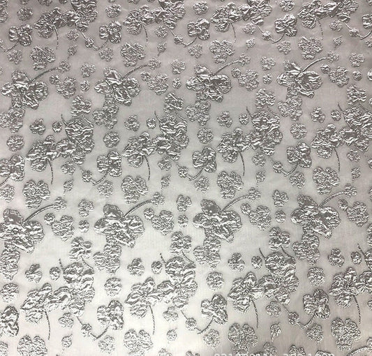 Tissu organza jacquard à motif floral métallisé : tissu bronzant pour robe de 145 cm de large