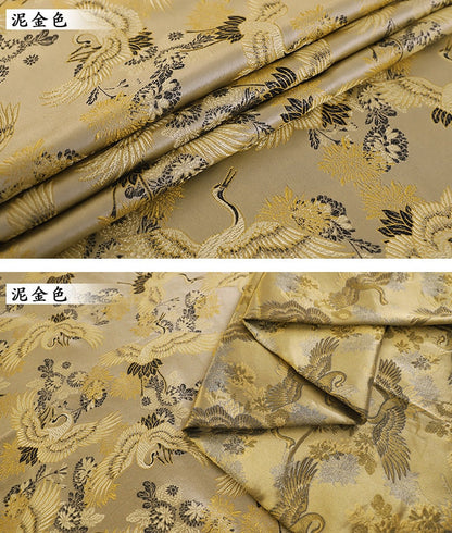 Crane Damask Jacquard Satin Fabric - 59"W Silk Rayon Blend