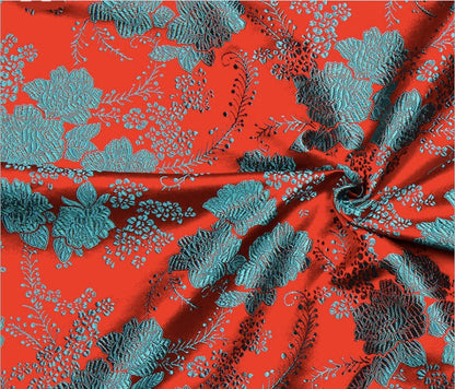 Peony Flower Silk Brocade Fabric: 29.5"W Chinese Sewing Quilting Fabric