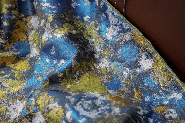 Gold Thread Jacquard Fabric: 3D Oil Painting Texture, 59" Wide - By The Meter
