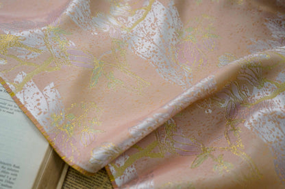 Gold Thread Floral Brocade Fabric: 59"W Jacquard Damask, Costume Decor