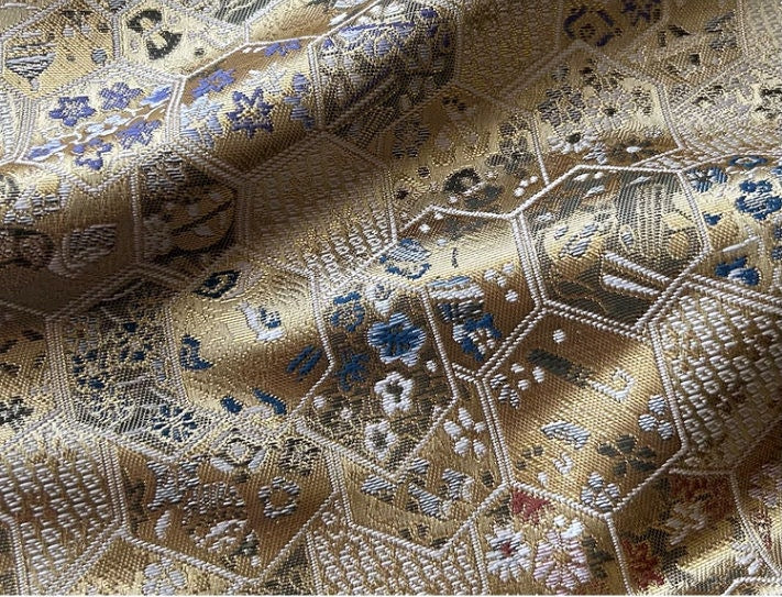 Nishijin Brocade Fabric: Japanese Weaving with Gold Thread (59"W)