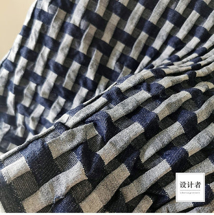 Tissu denim jacquard : coton à motif losanges 3D, pour l’ameublement et la couture (170 cm)