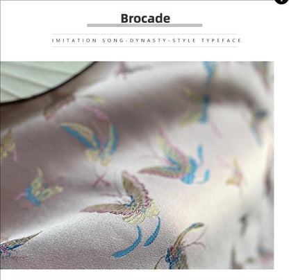 Pink Silk Brocade Fabric: Butterfly Floral Jacquard, 59"W