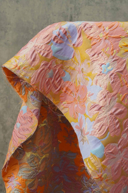 Gold Thread Embossed Jacquard Fabric: European Designer Upholstery & Sewing