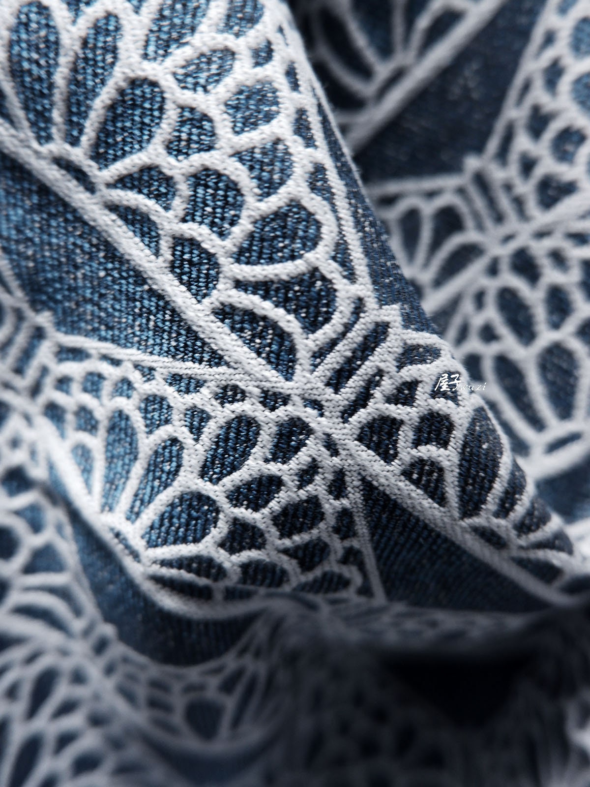 Jacquard Denim Fabric: Linear Crown Pattern, Upholstery & Sewing (57")