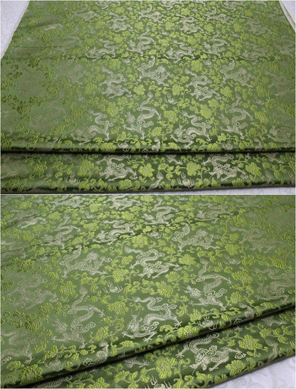 Dragon Flower Brocade Fabric: Multi-Color Silk Rayon Blend, 29.5" Wide