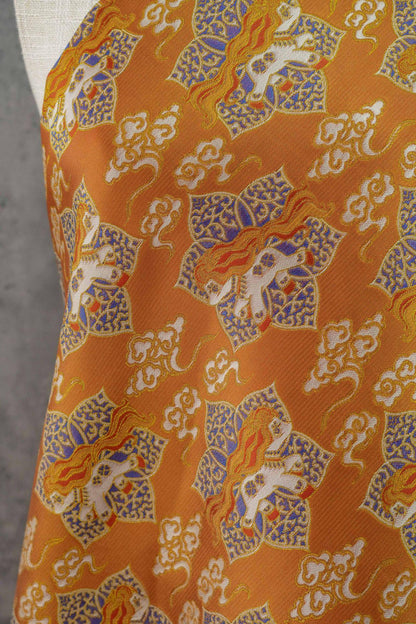 Tissu brocart Song avec jacquard à fils d'or | Brocart de soie chinois de luxe | Tissu à motif impérial traditionnel, 150 cm de large