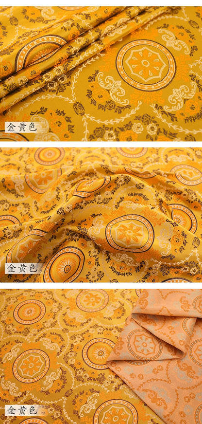 Roulette Flower Jacquard Fabric: Silk Rayon Sewing Material