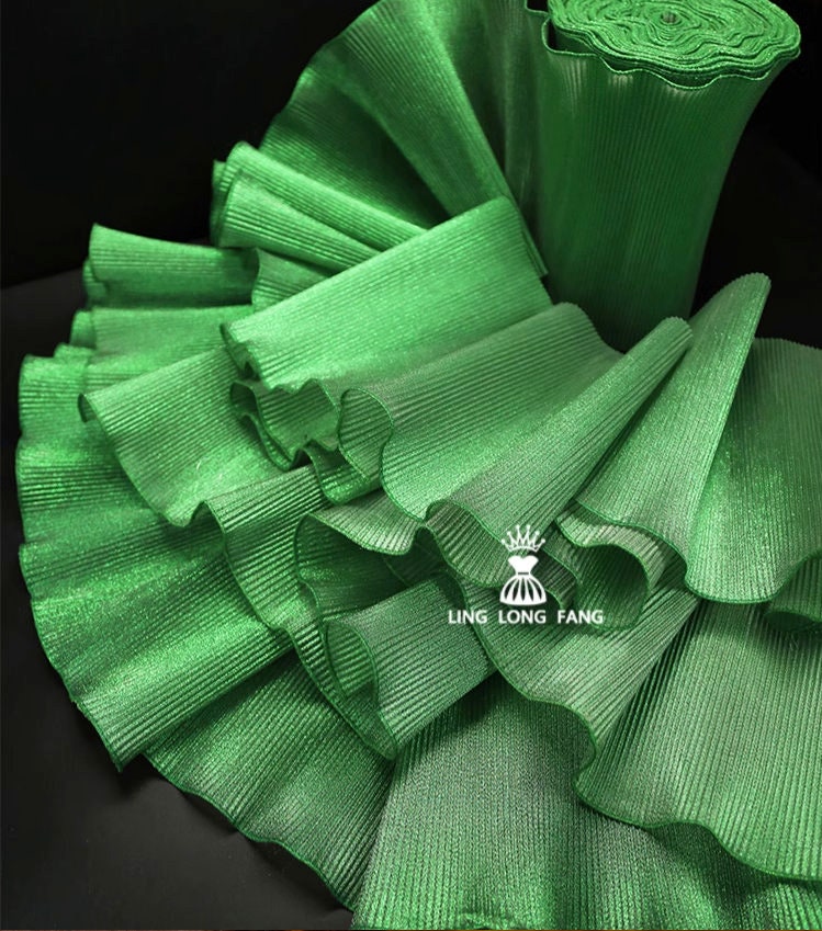 Metallic Luster Organza Lace: 3D Ruffle Designer Fabric, 27cm Wide