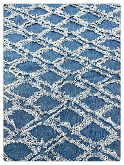 Tissu denim déchiré : Tissu à franges 3D à bords francs (150 cm)