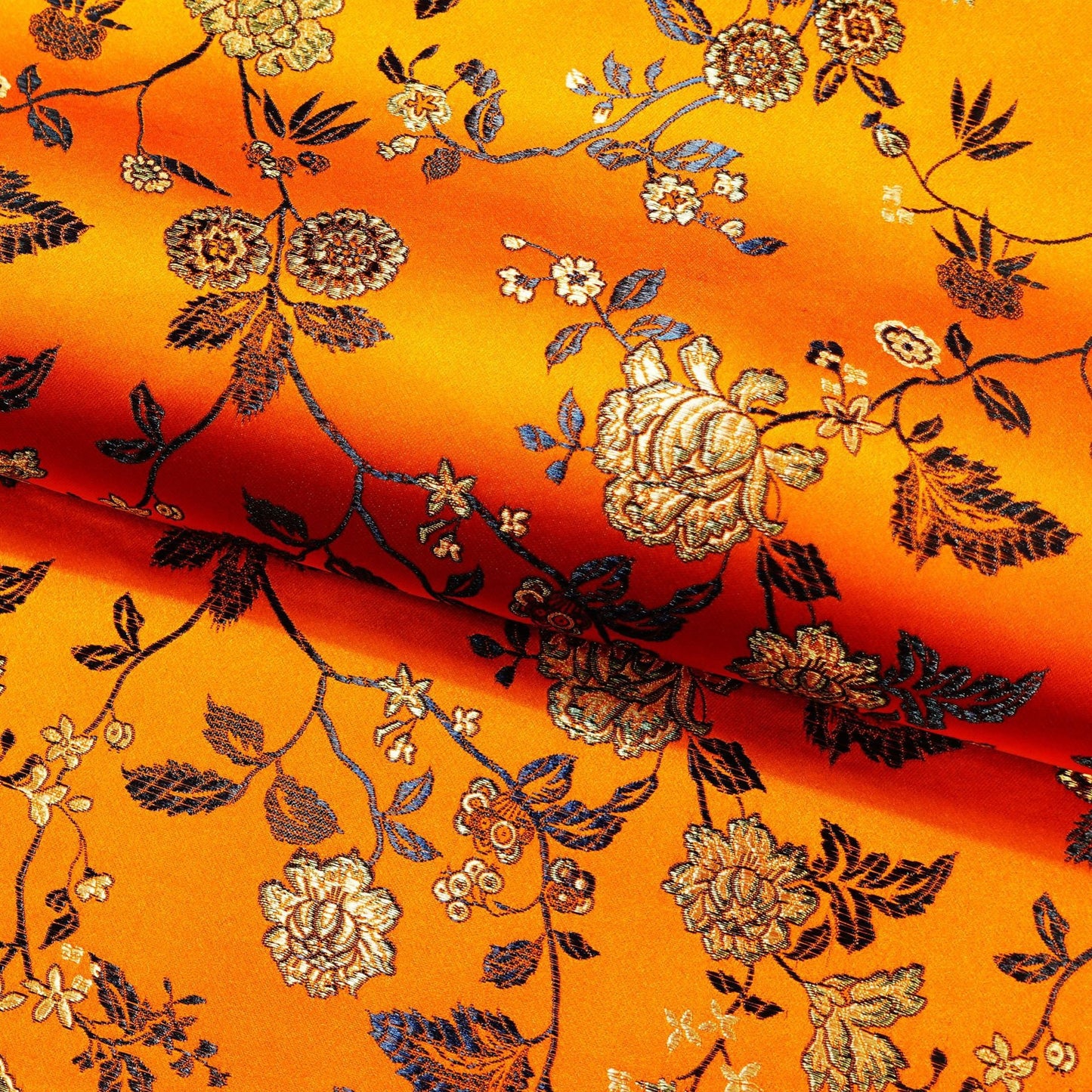 Floral Brocade Fabric: Chinese Ridge Flower Rayon Nylon Blend, 45" Wide