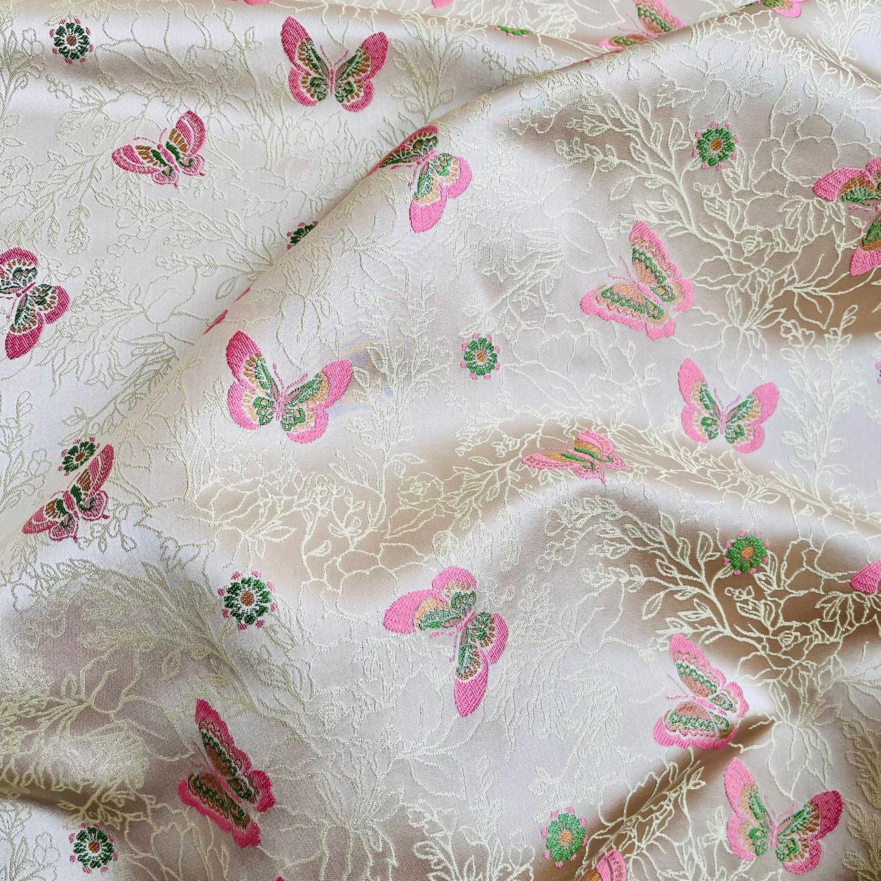 Butterfly Brocade Fabric: 59"W Mongolian Style Polyester Gown Material