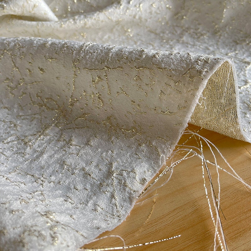 Gold Thread Jacquard Fabric: 3D Oil Painting Texture, 53" Wide