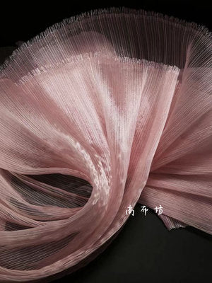 Crinkled Pleated Organza Fabric: 55" Wide Stiff Texture