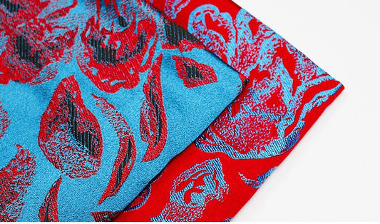Tissu brocart jacquard à motifs floraux : Tissu de couture traditionnel chinois à motifs de pétales de rose