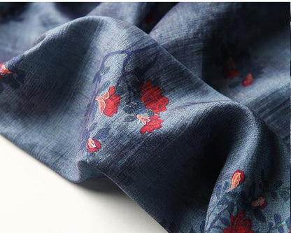Floral Tencel Ramie Fabric: Sewing Material for Dress, Kimono, Decor - By Meter