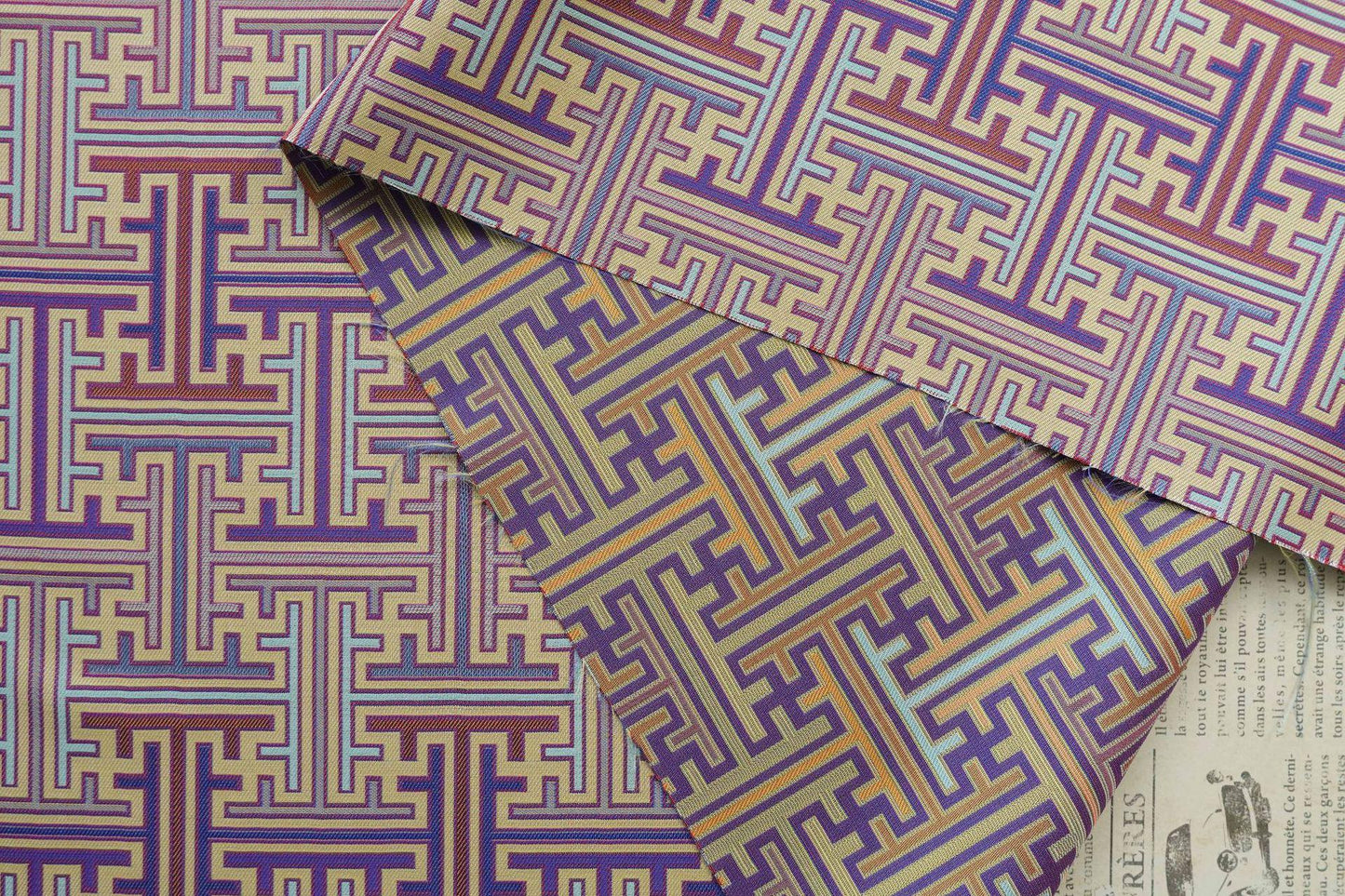 Reversible Jacquard Woven Fabric: Ancient Checkered Pattern, 59"W