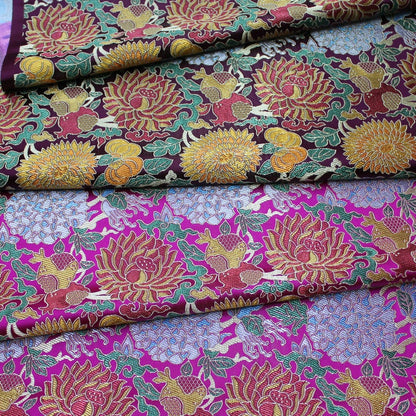 Tissu brocart à motifs floraux : style sino-mongol, pour l’ameublement et la couture, largeur 75 cm (29,5 po).