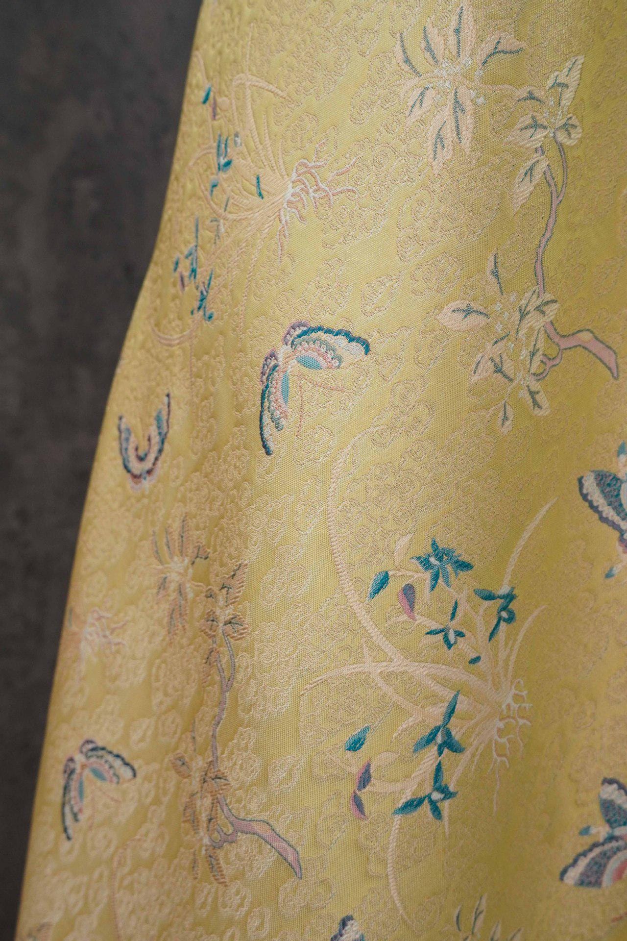 Song Brocade Fabric: Gold Butterfly Jacquard, Cheongsam Sewing Material