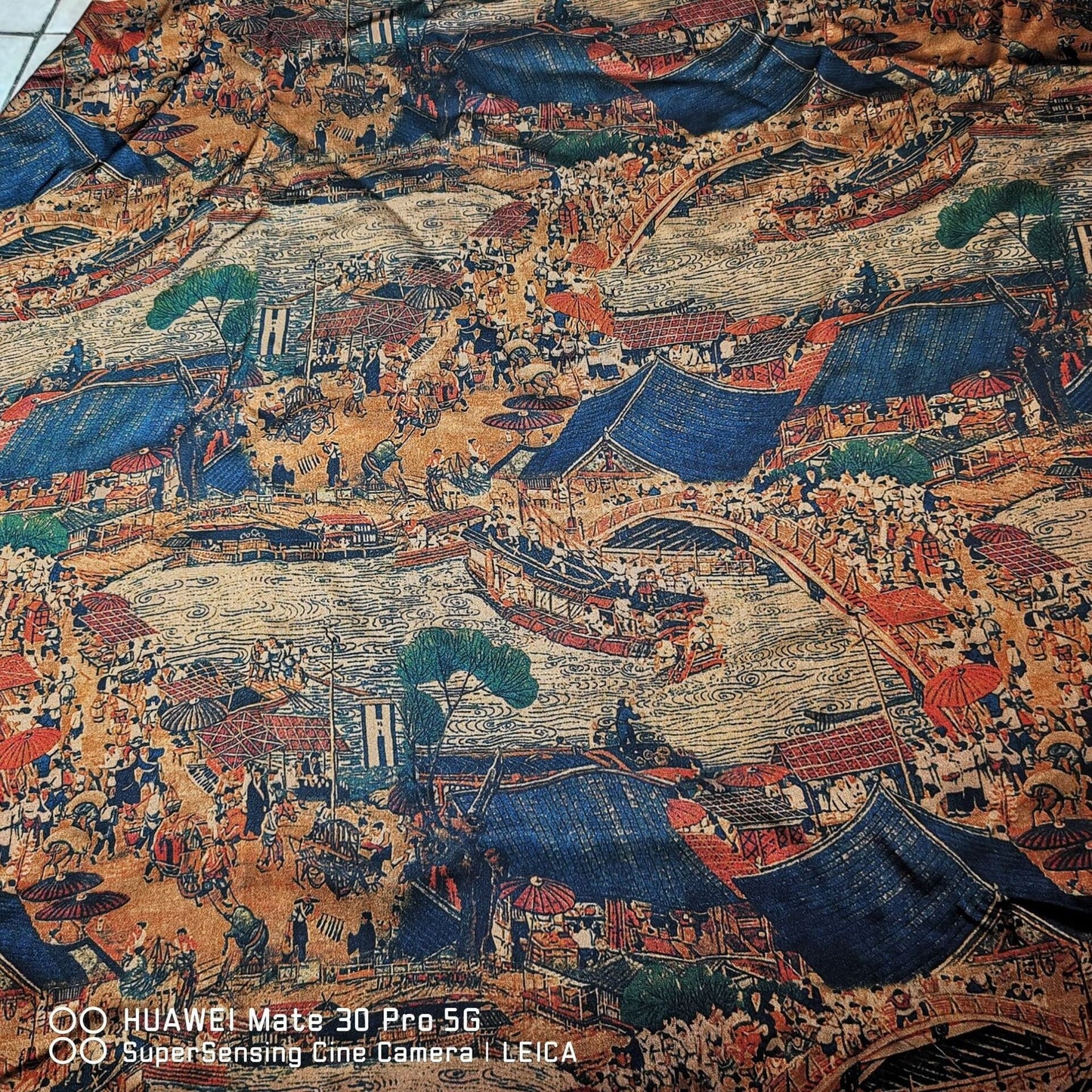 River on the Qingming Festival Fabric: 58" Gambiered Canton Gauze Satin