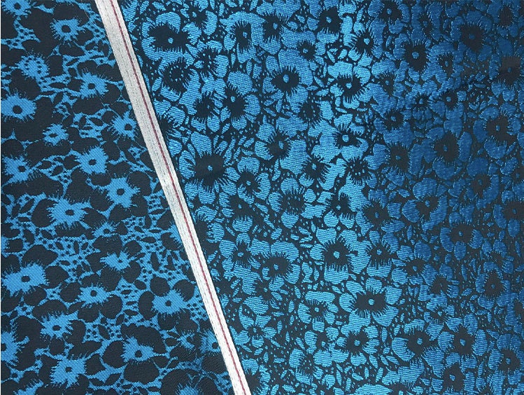 Tissu brocart à motifs floraux : jacquard de soie et rayonne, tissu pour costumes