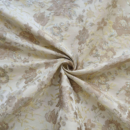 Tissu jacquard à fil argenté : tissu d'ameublement 3D vintage et pour robes de bal