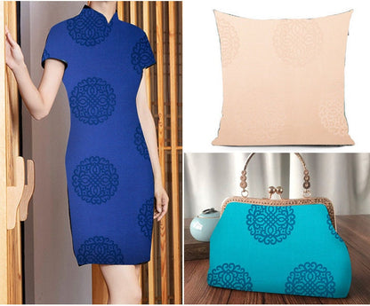 Damask Brocade Fabric: Chinese Mongolian Style Silk Rayon Blend