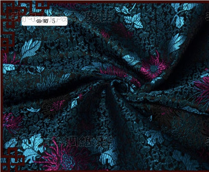 Chrysanthemum Silk Brocade Fabric: Colorful Cheongsam Qipao Sewing Material
