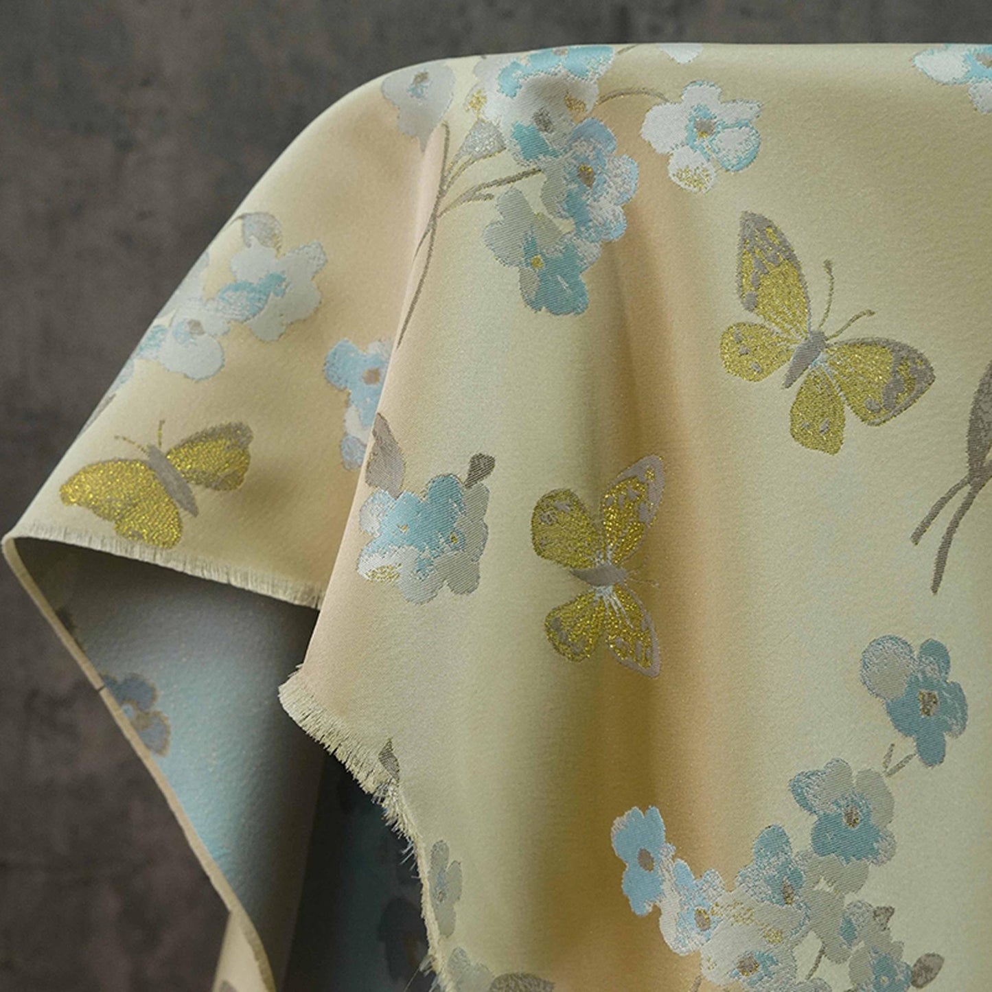 Gold Butterfly Brocade Fabric: Plum & Pale Gold Jacquard - 59" Wide