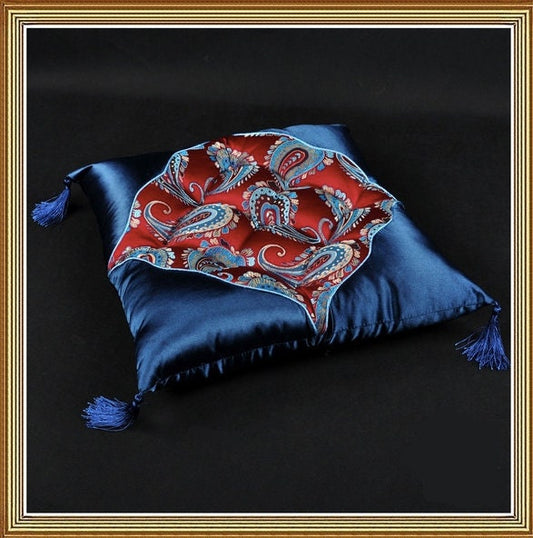 Coussin Cheongsam en brocart de soie chinois tissé damas à motif de queue de phénix