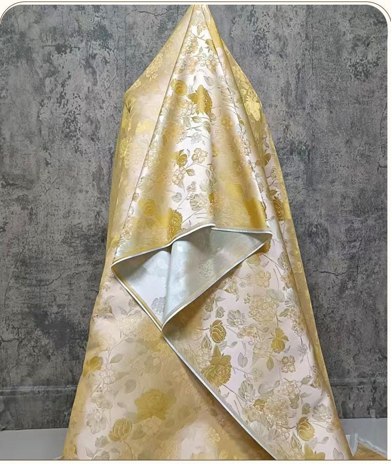 Tissu jacquard brocart lotus Song ��� Artisanat, patchwork, matelassage, sacs et plus encore