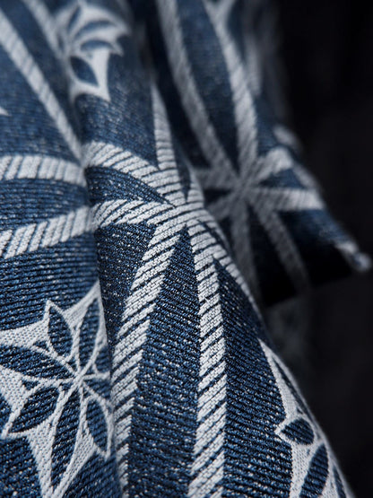 Jacquard Denim Fabric: Linear Geometric Pattern, 57" Wide