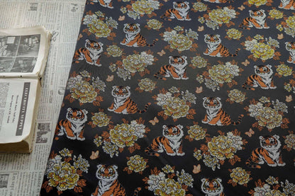 Tiger & Peony Brocade Fabric ��� Chinese Jacqua" Wide