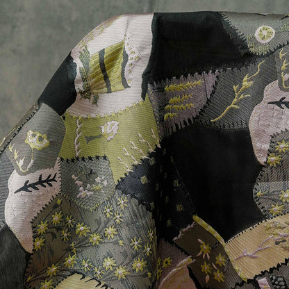 Tissu jacquard à motif floral : mélange de polyester micro-transparent, 140 cm de large
