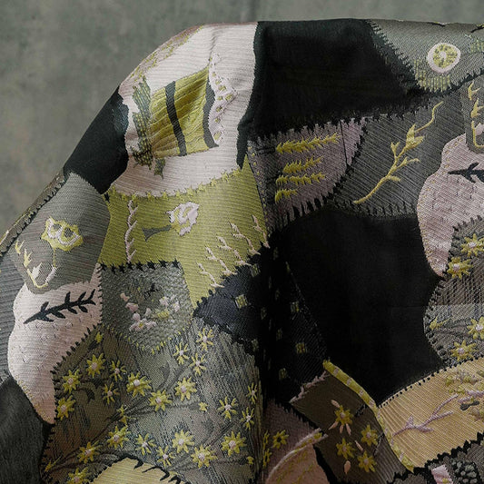 Floral Jacquard Fabric: Micro-Transparent Polyester Blend, 55"W