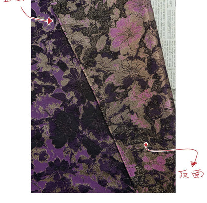 Tissu jacquard à fleurs - Style vintage avec lurex doré
